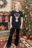 "Merry Christmas"printed short sleeve black women t-shirt DLH10321