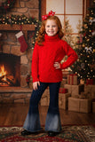 Red long sleeve girls pullover sweater w/ turtleneck DLH2536 A15S3
