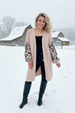 Light pink knitted leopard long sleeve women Sweater/cardigan MY15300