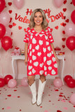 Valentine's Heart & red leopard printed short sleeve women dress XCH14685