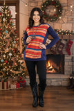 Multi-color serape pullover long sleeve women top BQ8211 (FS13)