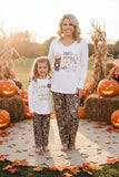 Mom and Me Halloween pumpkin print top leopard pant girls pajamas sets BQ2403 9S4