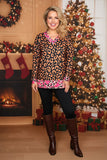 Leopard long sleeve women tops w/v-neckline YMY13849 (DS6)