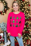 Green sequin christmas tree long sleeve women blouse BQ15813 (CS2)