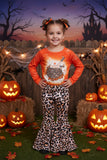 "HOWDY PUMPKIN" orange & cheetah 2pc girls clothing set XCH0010-2H 9S3