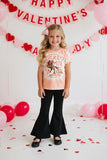 "PUCKER UP Cowboy" top black bell bottoms 2pc girls sets XCH0018-19H (A5S7)