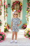 Girls boutique clothing suppliers leopard printed top & shorts 2pcs sets XCH04030 (A3S7)