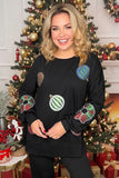 Sequin christmas element round neck long sleeve sweatshirts w/slit XCH16536 BS6