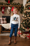 Chritmas tree printed white long sleeve girls t-shirt DLH2527 A9S6