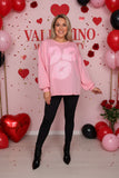Valentine's pink sequin lips long sleeve women shirt DLH14600