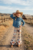 Western Denim Aztec bell bottom jeans girls pant DLH2726 (A11S8)