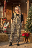 Knitted leopard one piece women jumpsuit w/buttons & pocket XCH16716