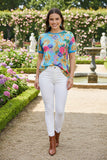 Women's top wholesale floral printed short sleeve t-shirt GJQ13637 (FS7)