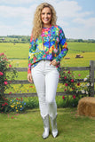 XCH15694 Multi color floral printed long sleeve women tops IF