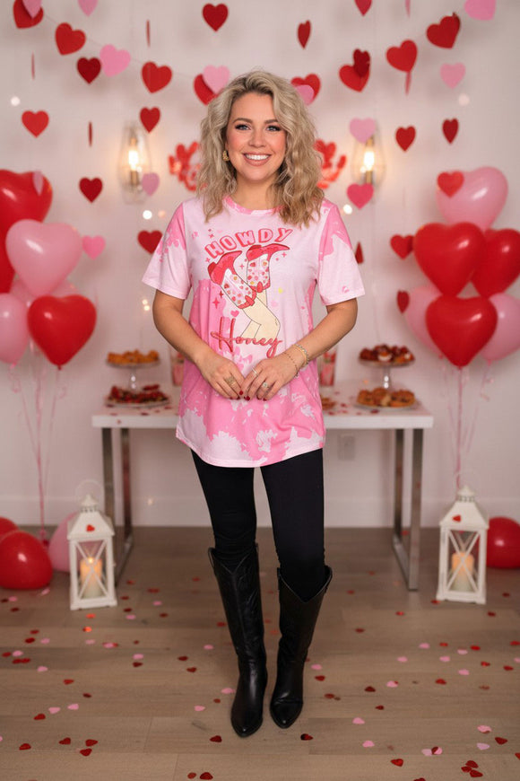Valentine HOWDY honey boots printed short sleeve women t-shirt XCH14623