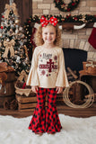 "Merry Christmas" snowflake top bell bottom 2pc girls sets XCH0018-11H A9S1