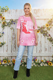 "HOWDY honey"& XOXO bootsprinted short sleeve women tops XCH14135