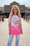 Valentine Hearts printed leopard short sleeve tie dye women t-shirt XCH14625