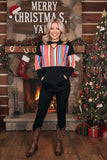 Black serape color block hoodie w/keyhole neckline GJQ8267