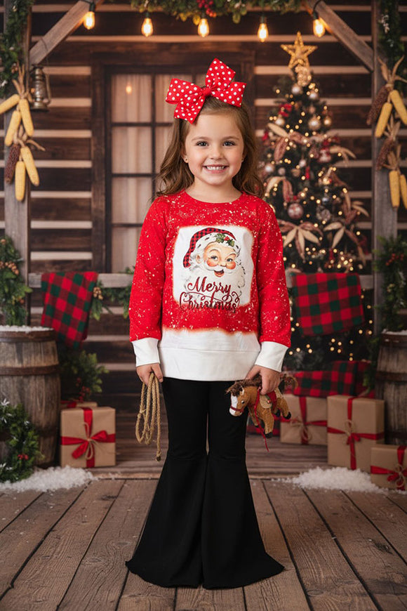 Merry Christmas pullover sweatshirts black pant girls outfit sets DLH2804 A9S6