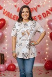 Western leopard & heart printed short sleeve women t-shirt XCH14648