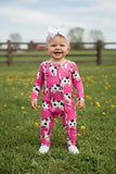 Baby clothes wholesale pink cow printed long sleeve infant romper XCH05010 (A12S1