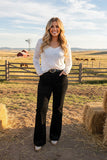 black straight design flare legs women pants BQ15438 GS1
