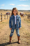 Western denim long sleeve fringe & pockets girls jacket/coats DLH2551 (A11S5) A15S1
