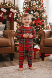 Christmas red/green plaid 2pc unisex kids pajamas sets DLH2822 A9S3