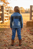 Western denim long sleeve fringe & pockets girls jacket/coats DLH2551 (A11S5) A15S1