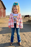 Pink checkered sherpa long sleeve girls coat for 6month-12Years DLH2730 11S8