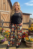 Western patterns printed wide legs high waist women pant XCH16858