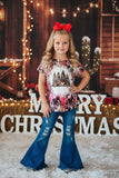 PINK Christmas tree printed short sleeve girl t-shirt XCH0722-23H