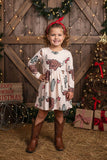Bulls & Cactus & Stars print long sleeve dress DLH2865 (A2S3)