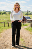 black straight design flare legs women pants BQ15438 GS1