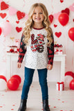 Valentine LOVE & leopard hearts printed long sleeve girls top DLH2747 A9S2