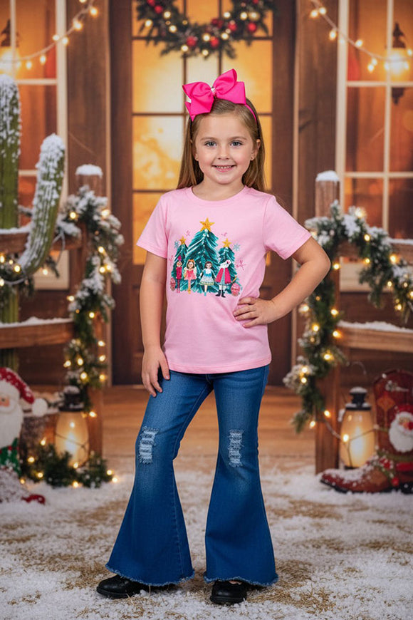 XCH01003 Pink princess print short sleeve girls top wholesale (A7S8)