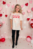 "Jesus is my valentine" pink leopard printed short sleeve women top XCH14682