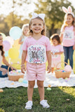 Girls t-shirt wholesale Easter Bunny printed pink girls top DLH2759