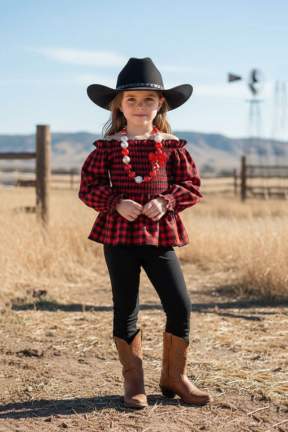 Buffalo off shoulder top black legging girls clothing sets DLH2819 (A10S5)