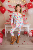Valentine LOVE ME hearts printed 2pc girls pajamas sets XCH04013  (A1S8)