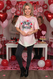 Valentine "Stay Sweet hearts" pink short sleeve women t-shirt DLH14552