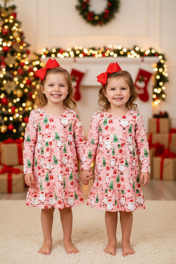 HoHoHo & Santa & Christmas tree print flare girls dress XCH0017-3H A9S5