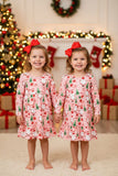 HoHoHo & Santa & Christmas tree print flare girls dress XCH0017-3H A9S5