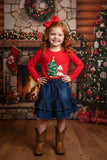 Christmas tree t-shirt w/denim skirt set DLH0824-9 A9S6