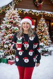 Santa Claus for Christmas knitted black long sleeve women sweater MY15294