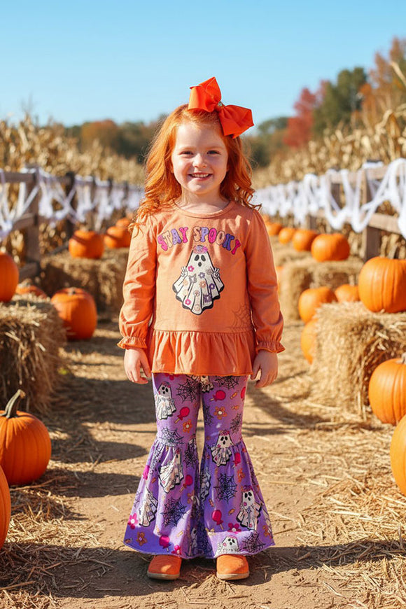 STAY SPOOKY hippie ghost printed girls clothing set XCH0010-13H  (A8S2)