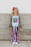 DLH2733 STUCK on you leopard prints cactus & hearts raglan girls top (A7S7)