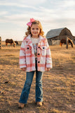 Pink checkered sherpa long sleeve girls coat for 6month-12Years DLH2730 11S8