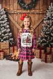 Rocking around the Christmas Tree prints pink girls dress DLH2571  A9S1